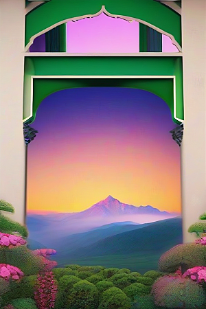 高清全景绿色仙境的前方视野