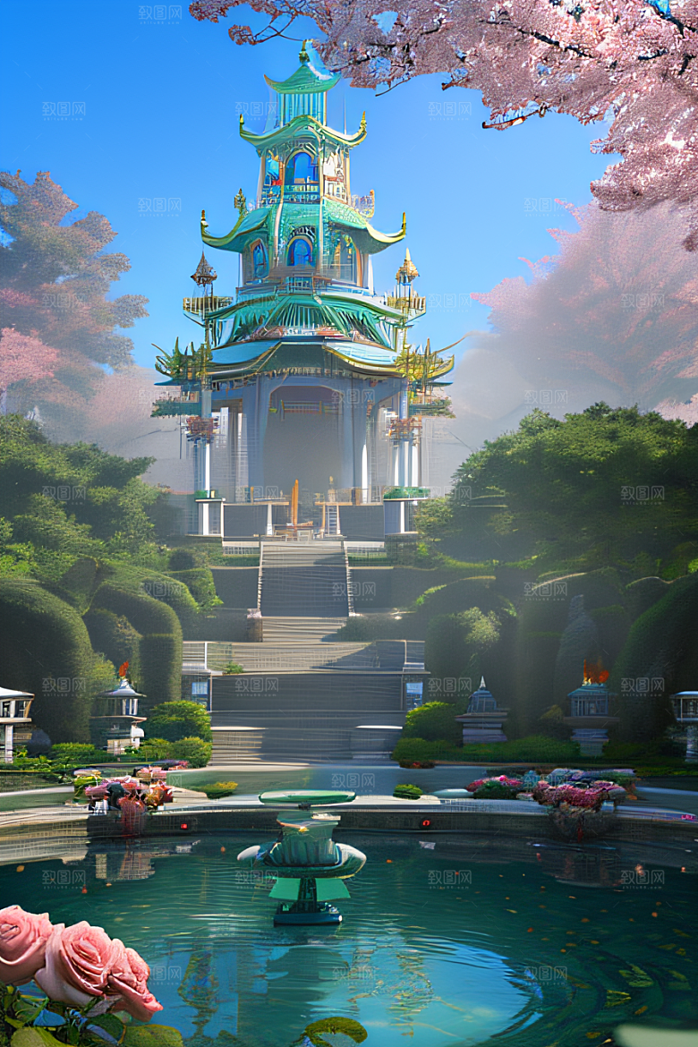 天空中绽放的超写实水晶宫
