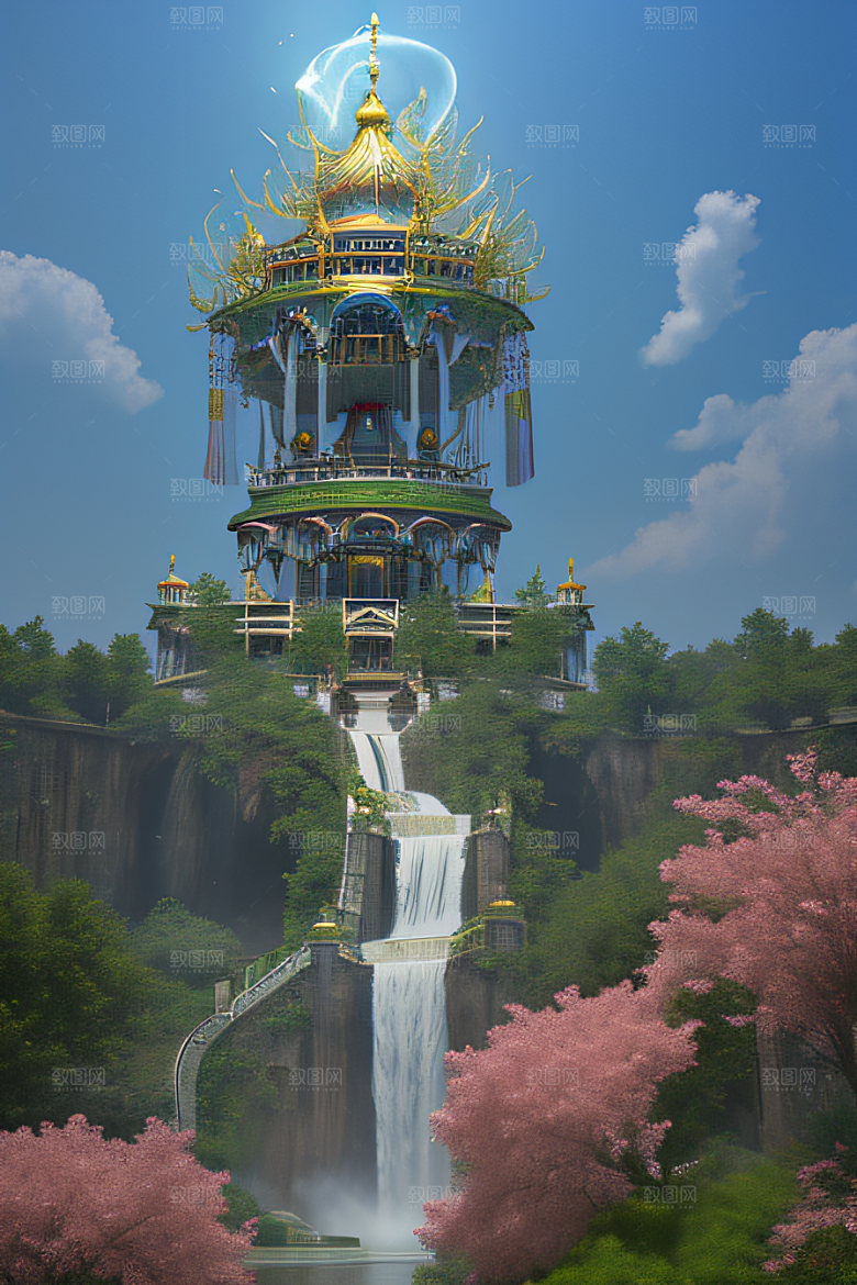 天空中绽放的超写实水晶宫