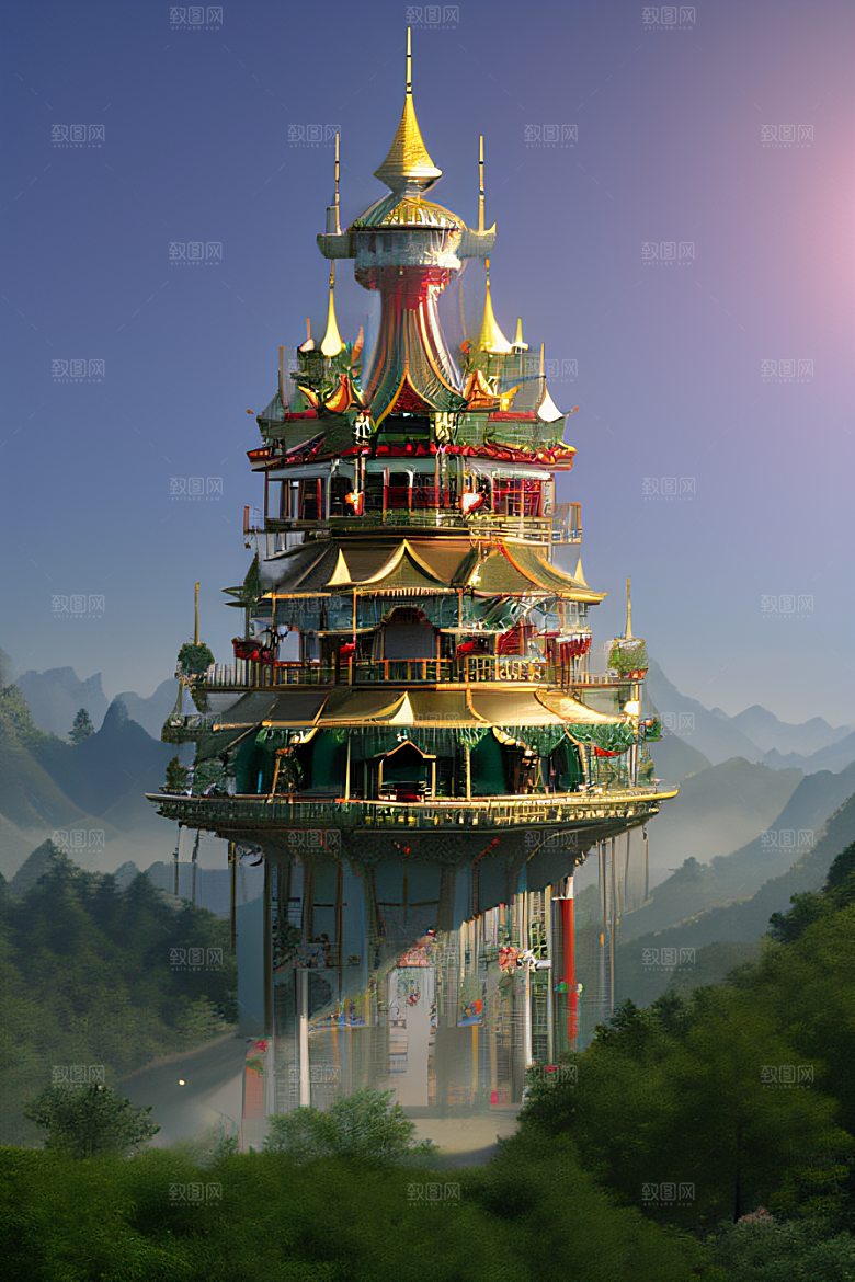 天空中绽放的超写实水晶宫