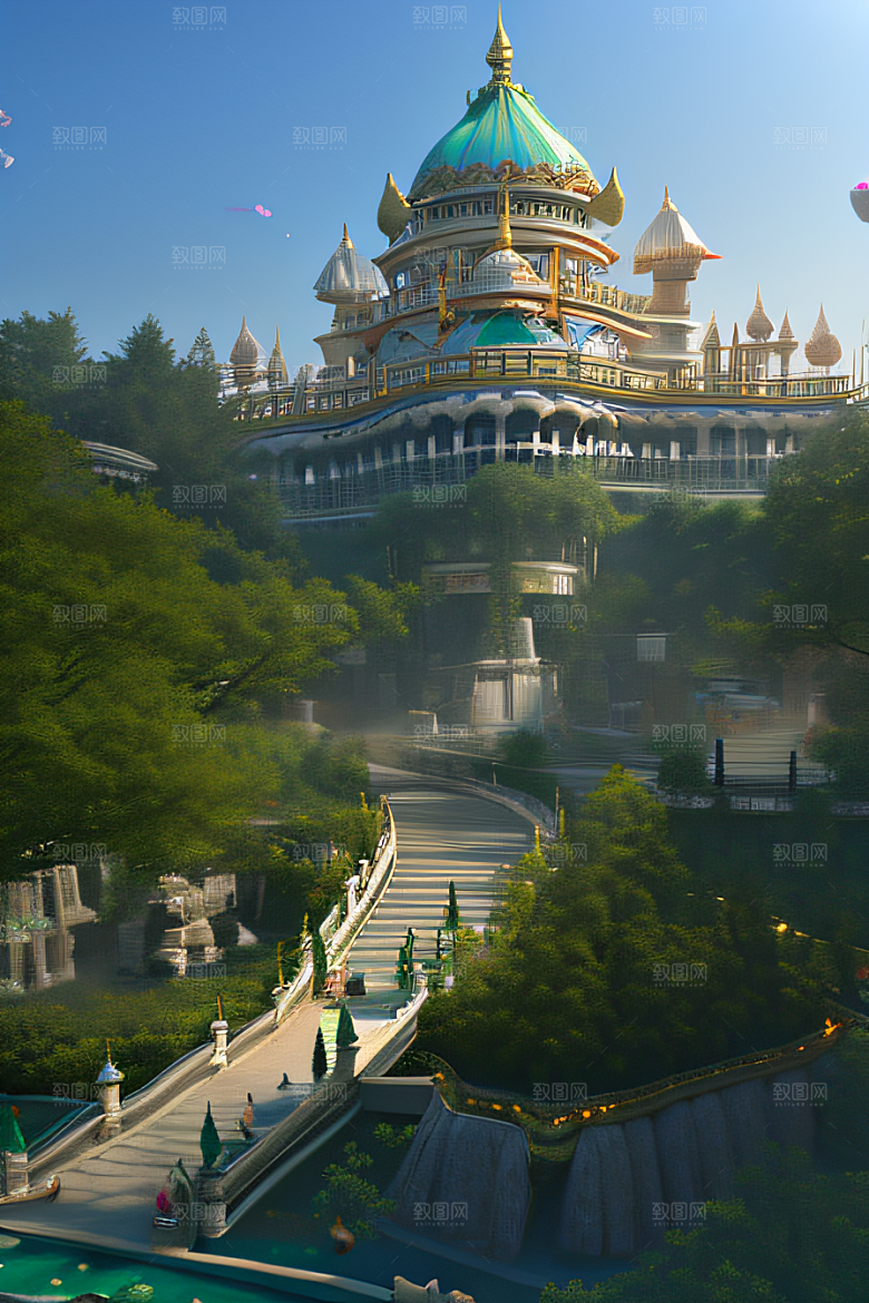 天空中绽放的超写实水晶宫