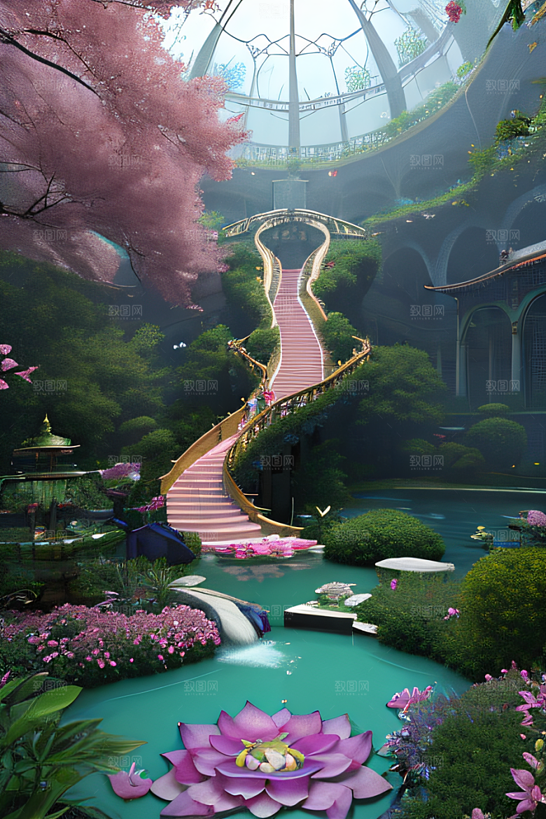 飘逸与绚丽超写实渲染的高清宫殿