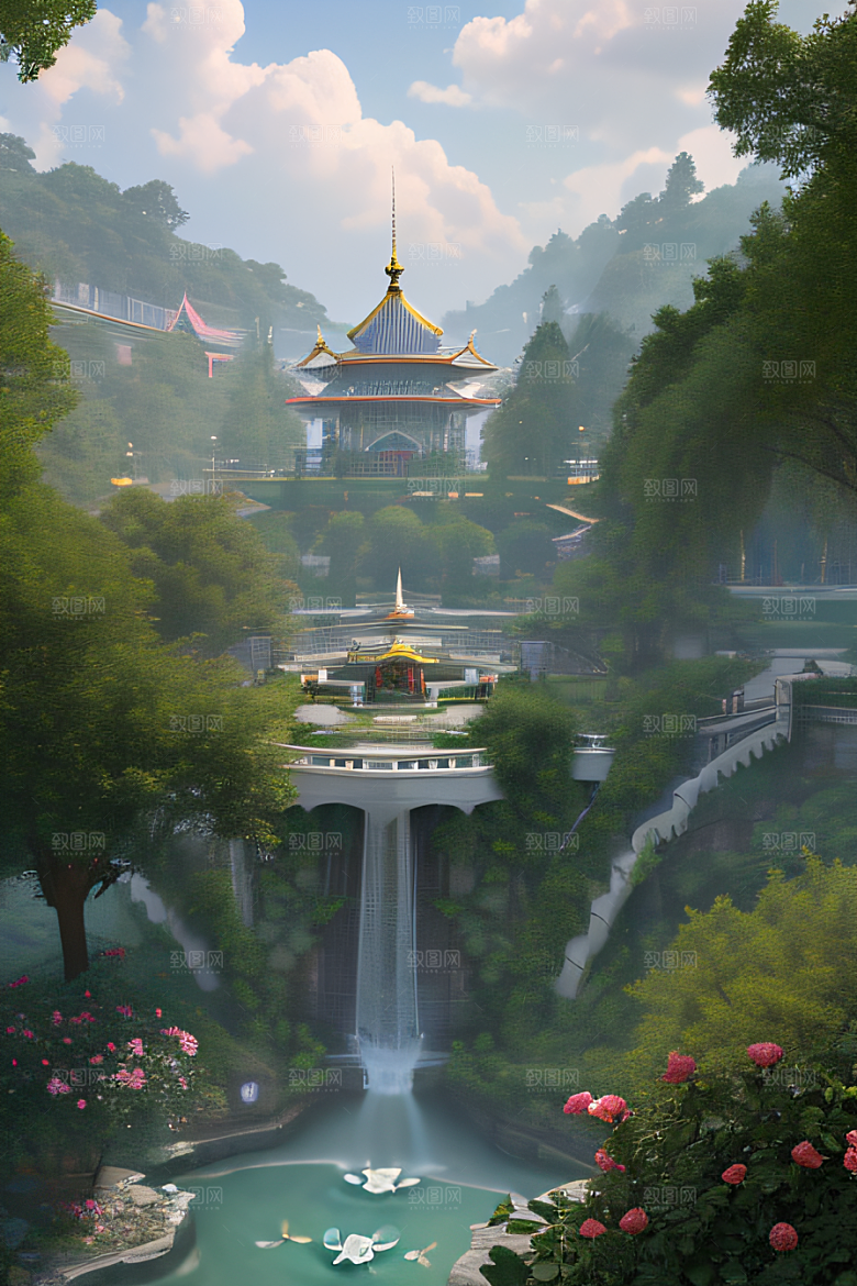 飘逸与绚丽超写实渲染的高清宫殿