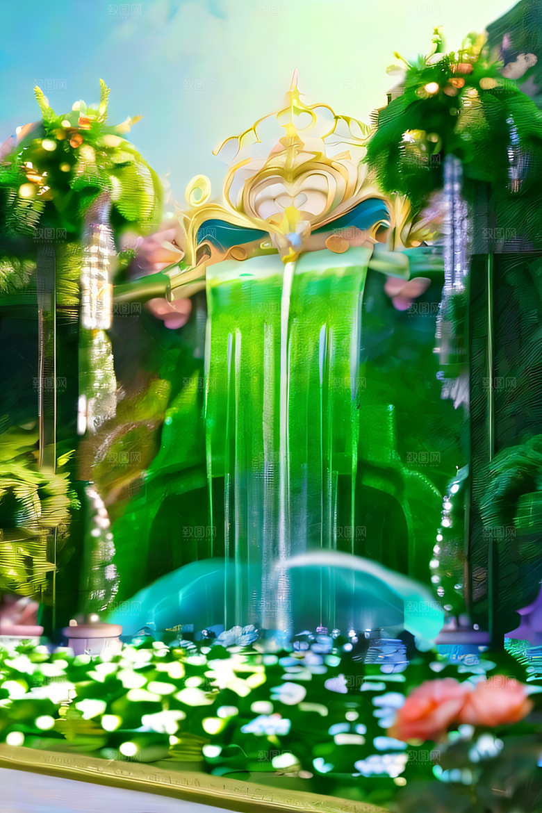仙境之旅处处绽放玫瑰的唯美水晶宫殿
