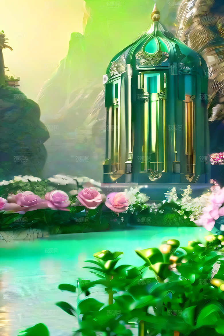 美轮美奂渲染的美丽高清水晶宫