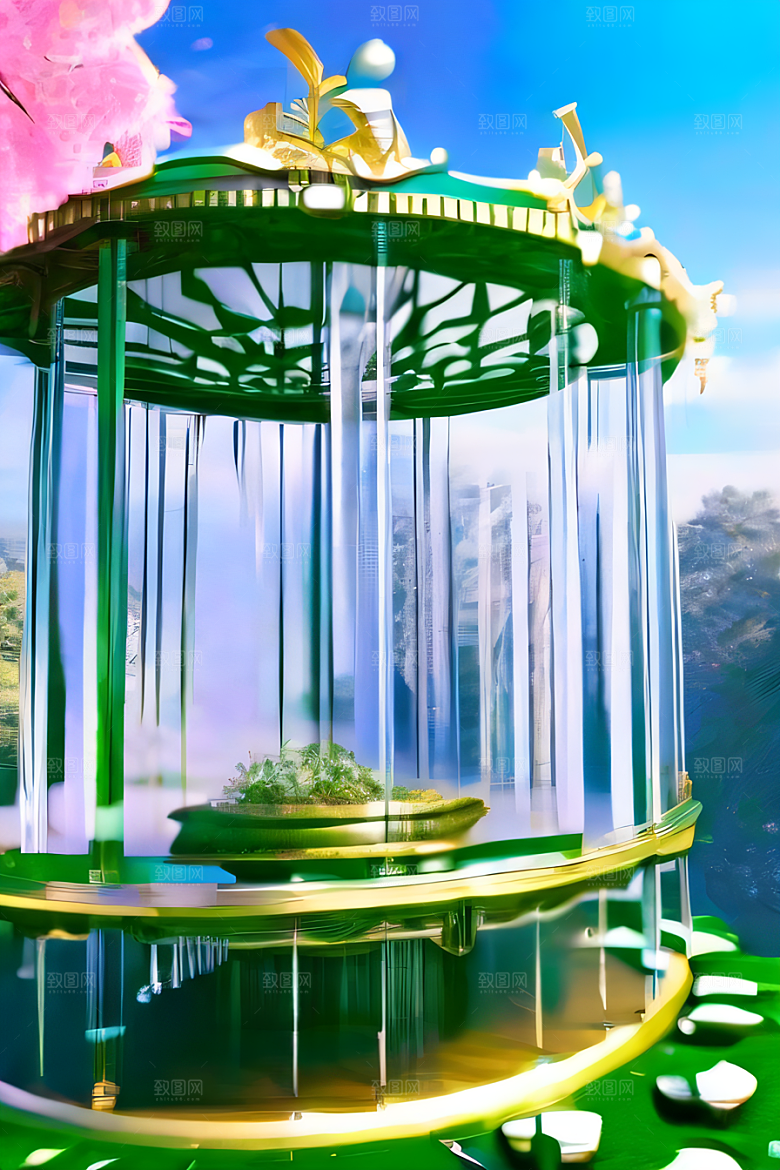 美轮美奂渲染的美丽高清水晶宫