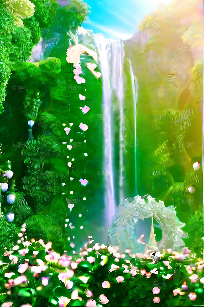绚丽夺目玉石与翡翠绽放的超写实水晶宫