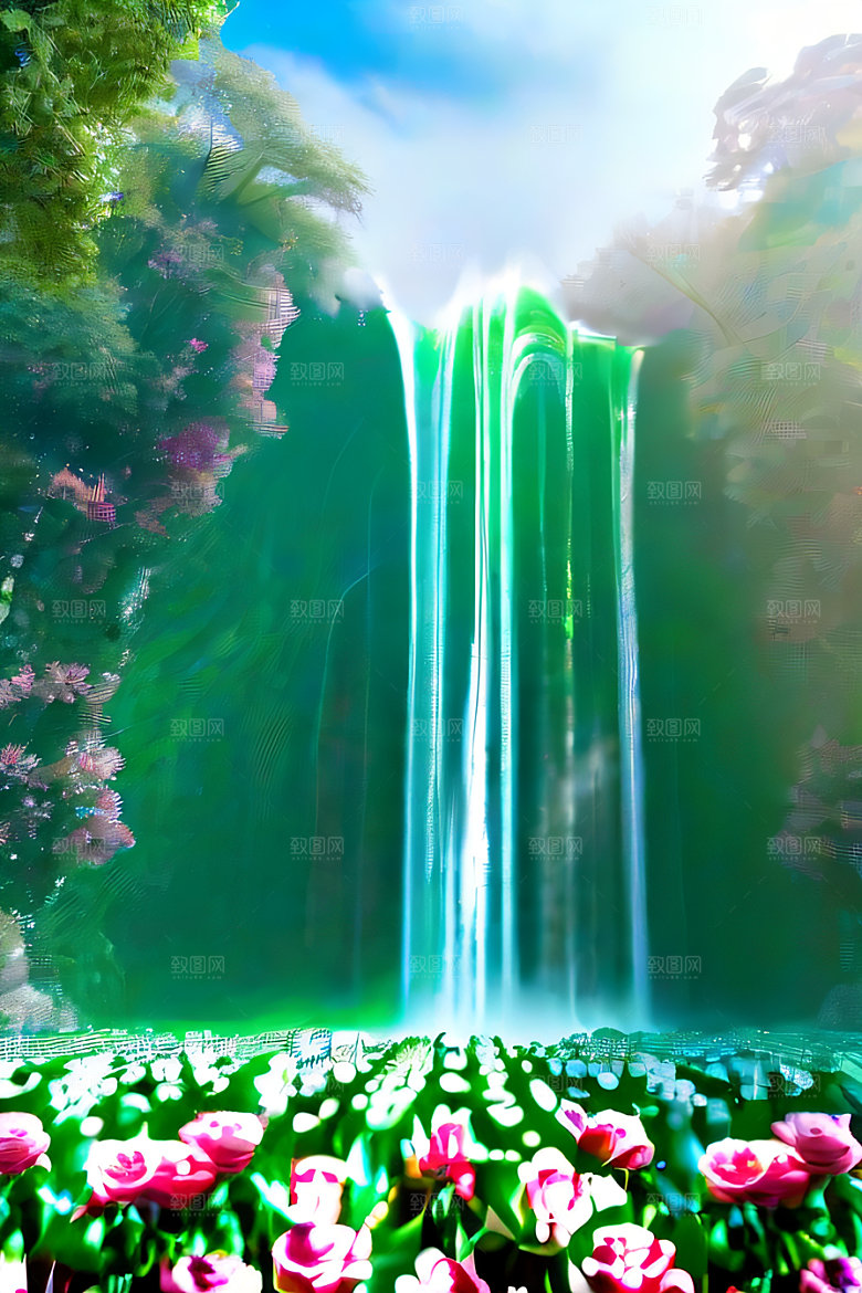 绚丽夺目玉石与翡翠绽放的超写实水晶宫