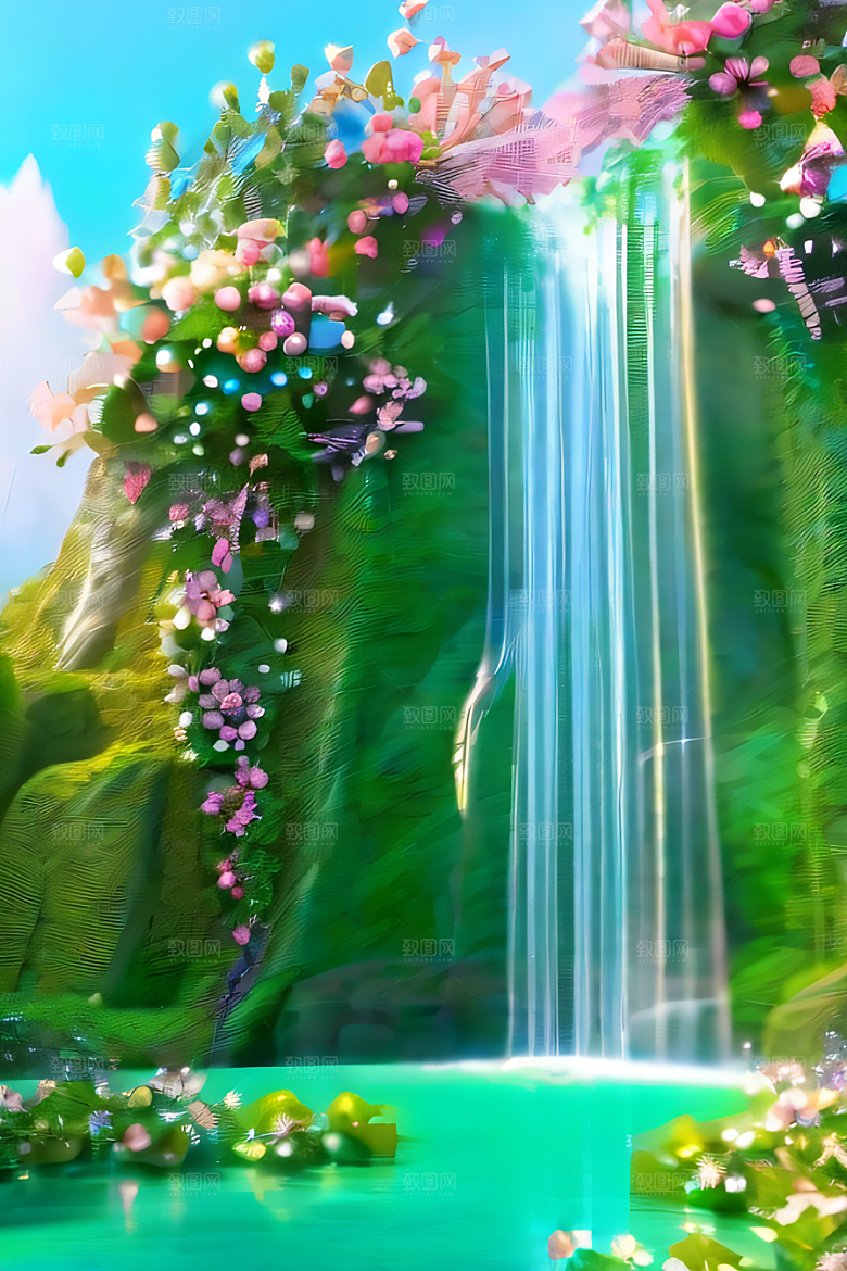 绚丽夺目玉石与翡翠绽放的超写实水晶宫