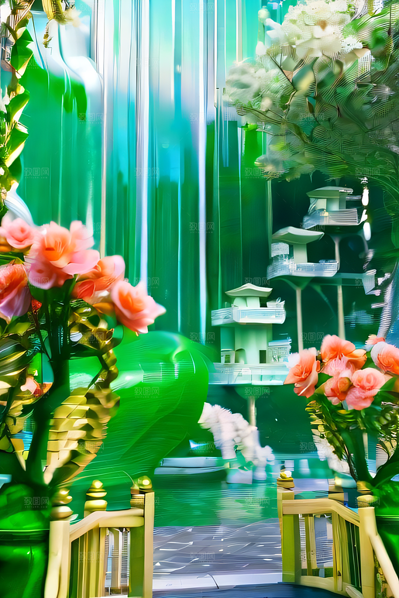 玉石与黄金交相辉映绽放玫瑰的水晶宫殿
