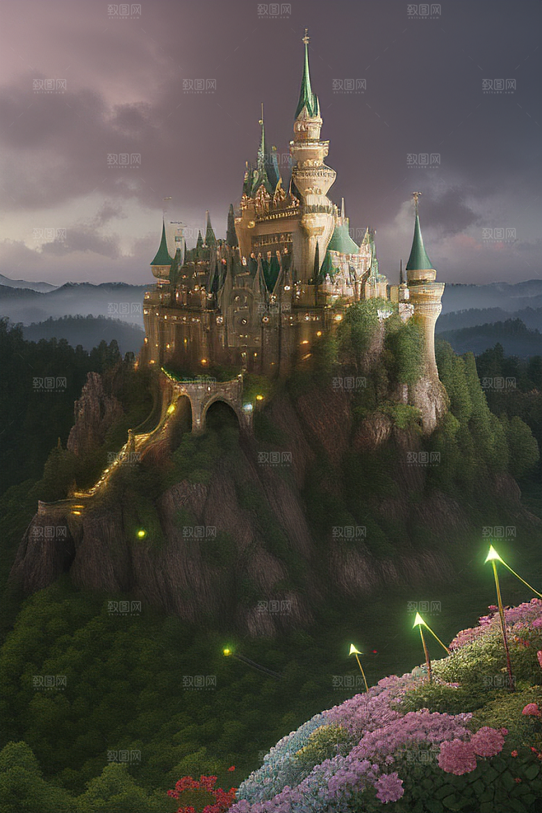 超高清全景绿色仙境的前方视野