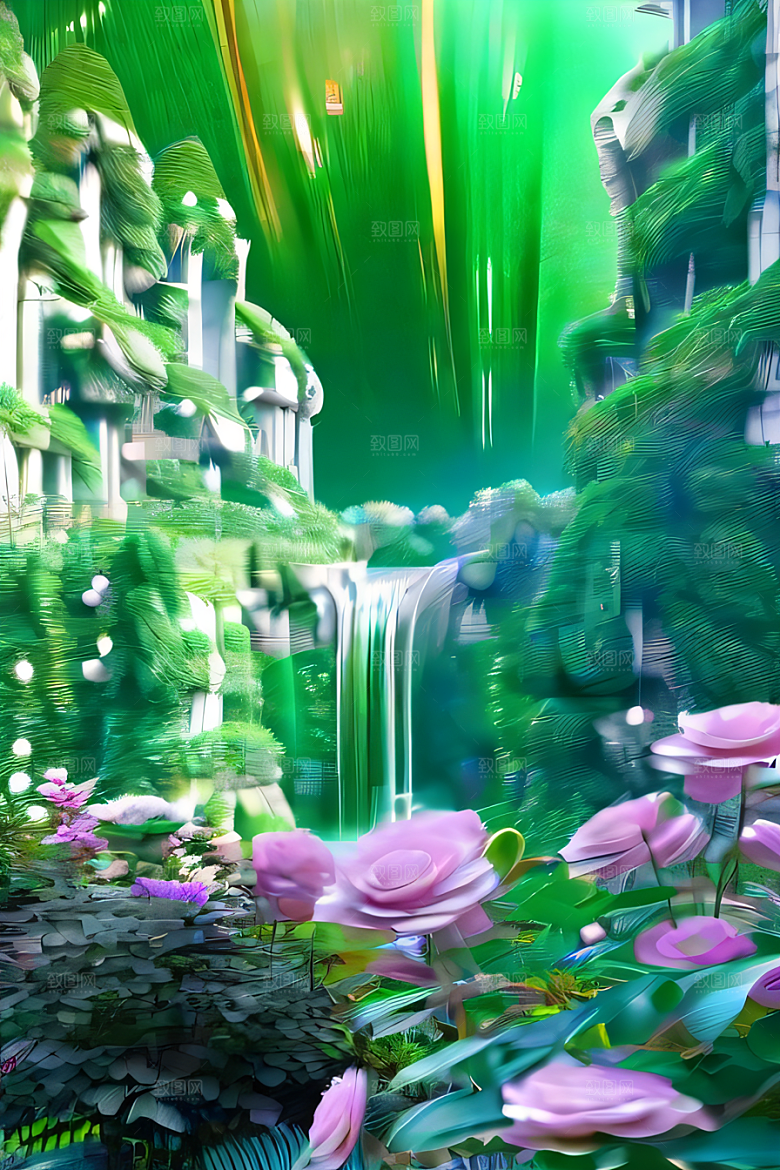 玉石与黄金交相辉映绽放玫瑰的水晶宫殿