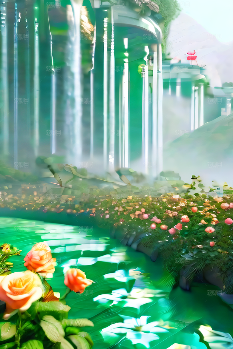 梦幻高清美丽天空中的水晶宫殿