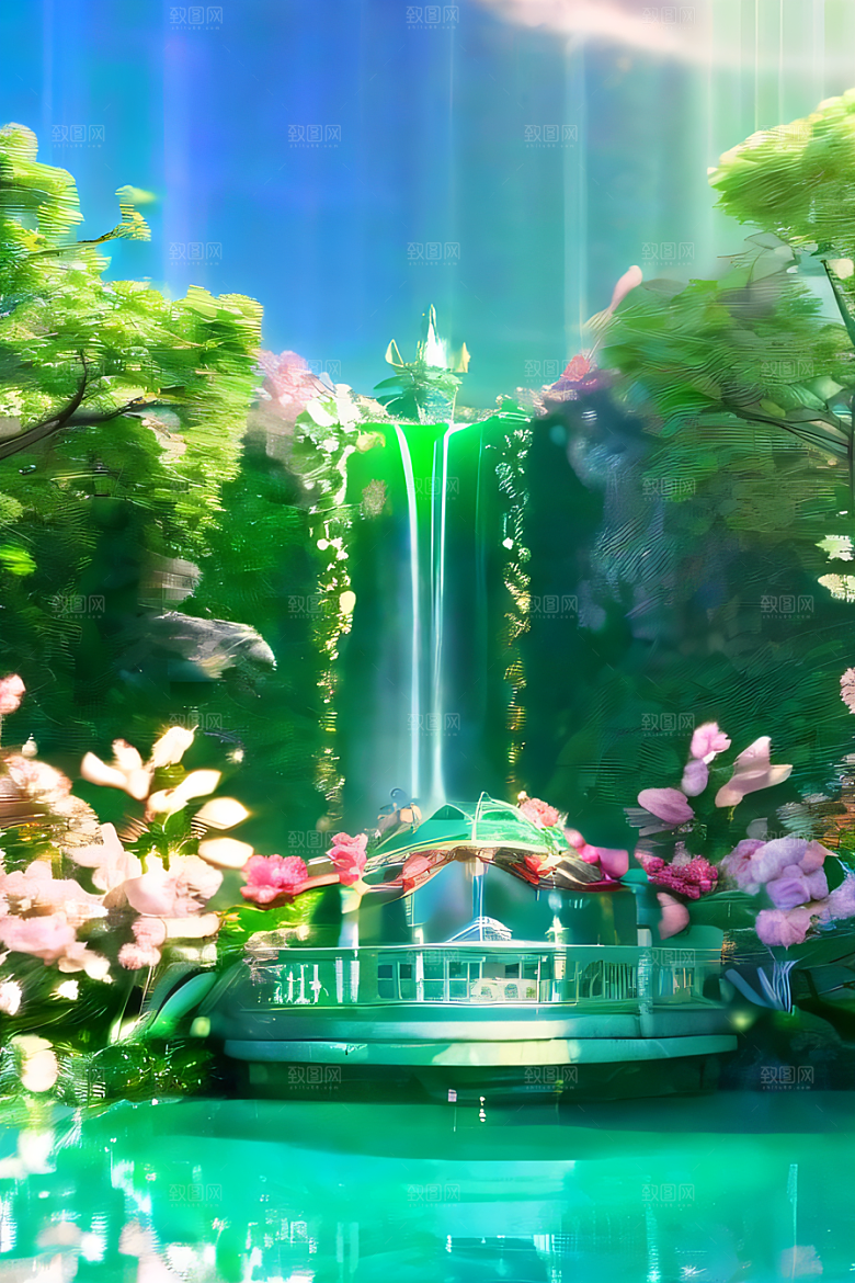 梦幻高清美丽天空中的水晶宫殿