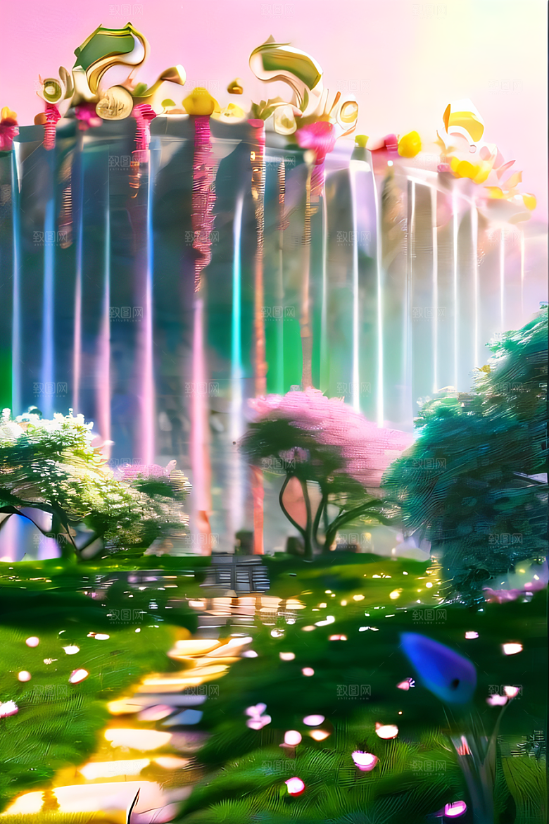 梦幻高清美丽天空中的水晶宫殿
