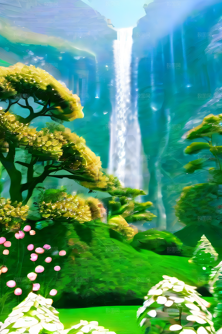 梦幻高清美丽天空中的水晶宫殿