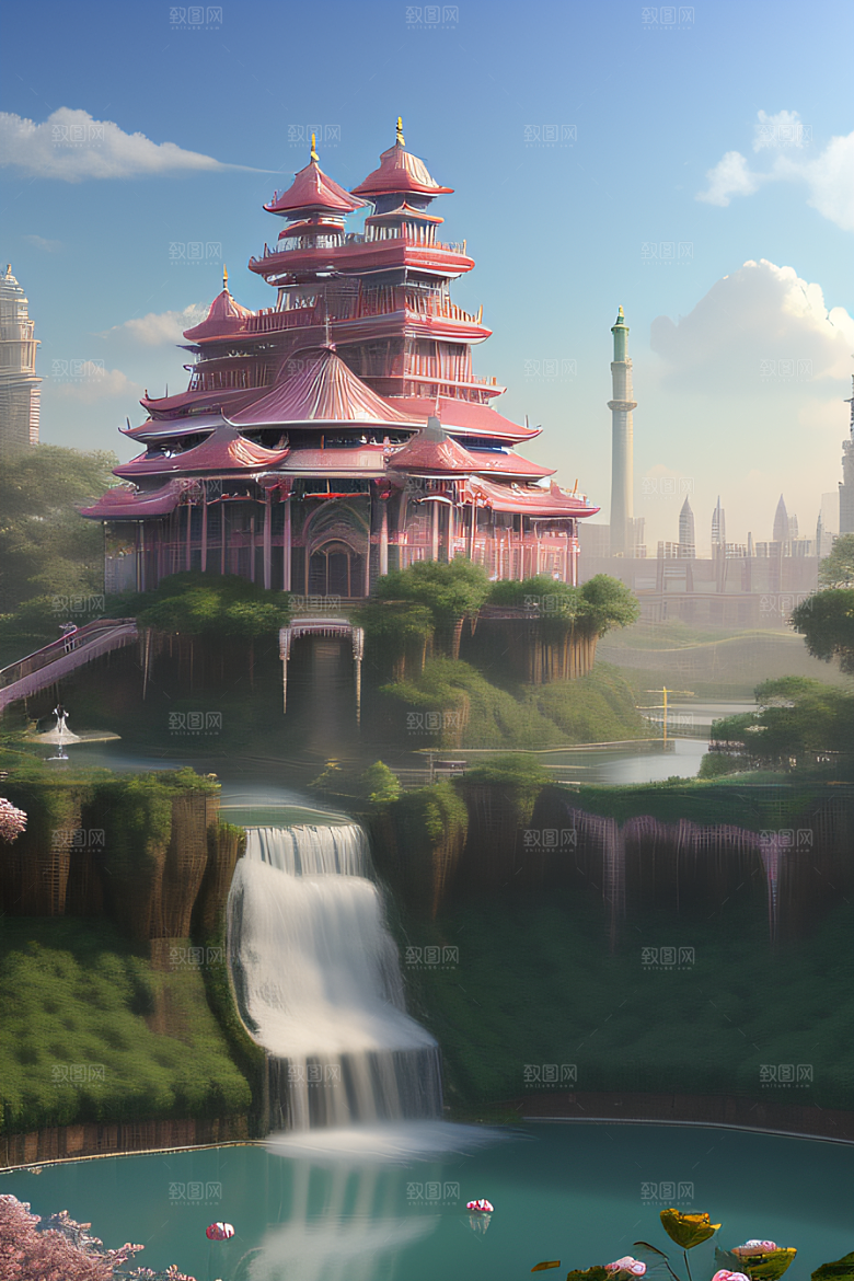 玉石与翡翠的天空宫殿