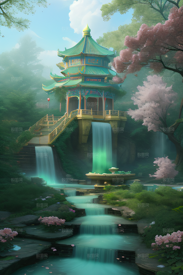 玉石与翡翠的天空宫殿