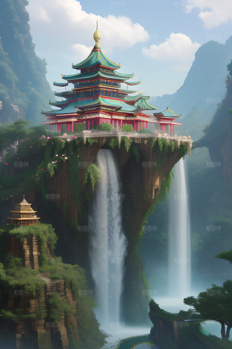 玉石与翡翠的天空宫殿