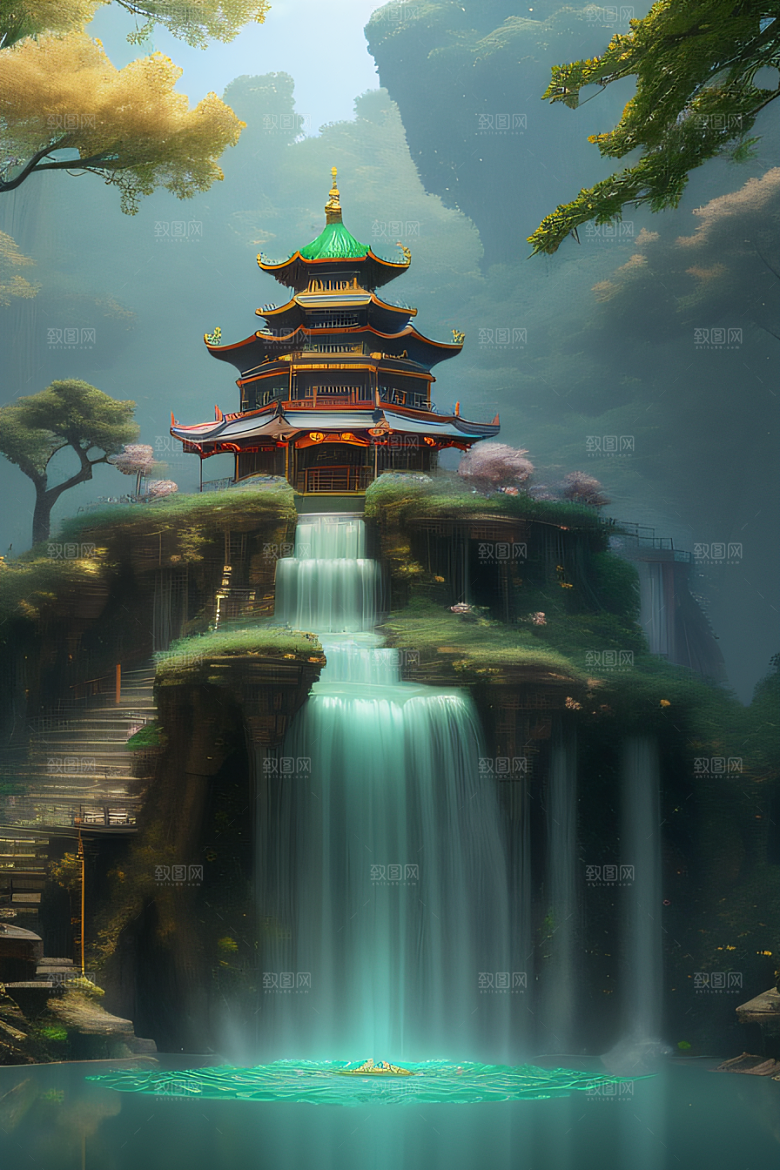 玉石与翡翠的天空宫殿