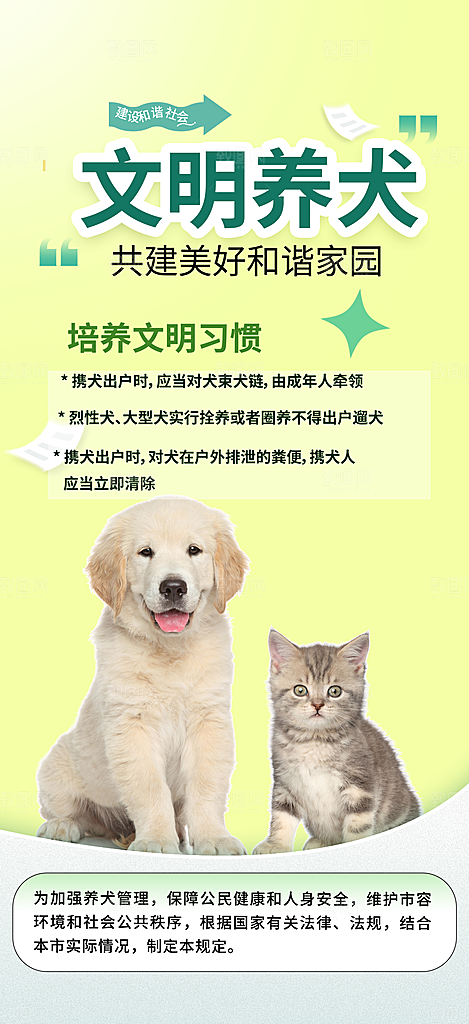 文明养犬宣传宠物店海报