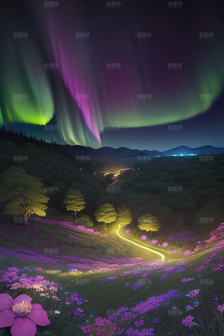 远山连绵仙境般的滚滚丘陵