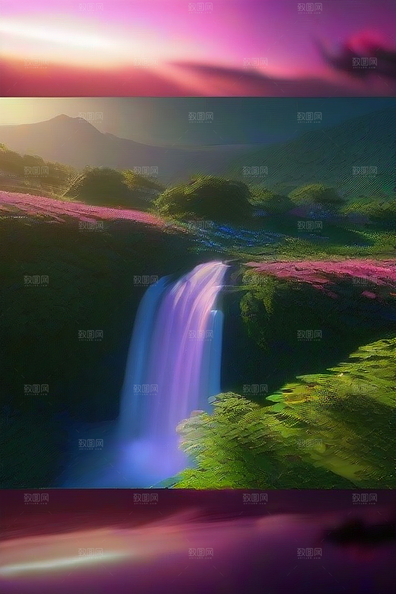 夏夜星辰奇幻极光与仙境丛林