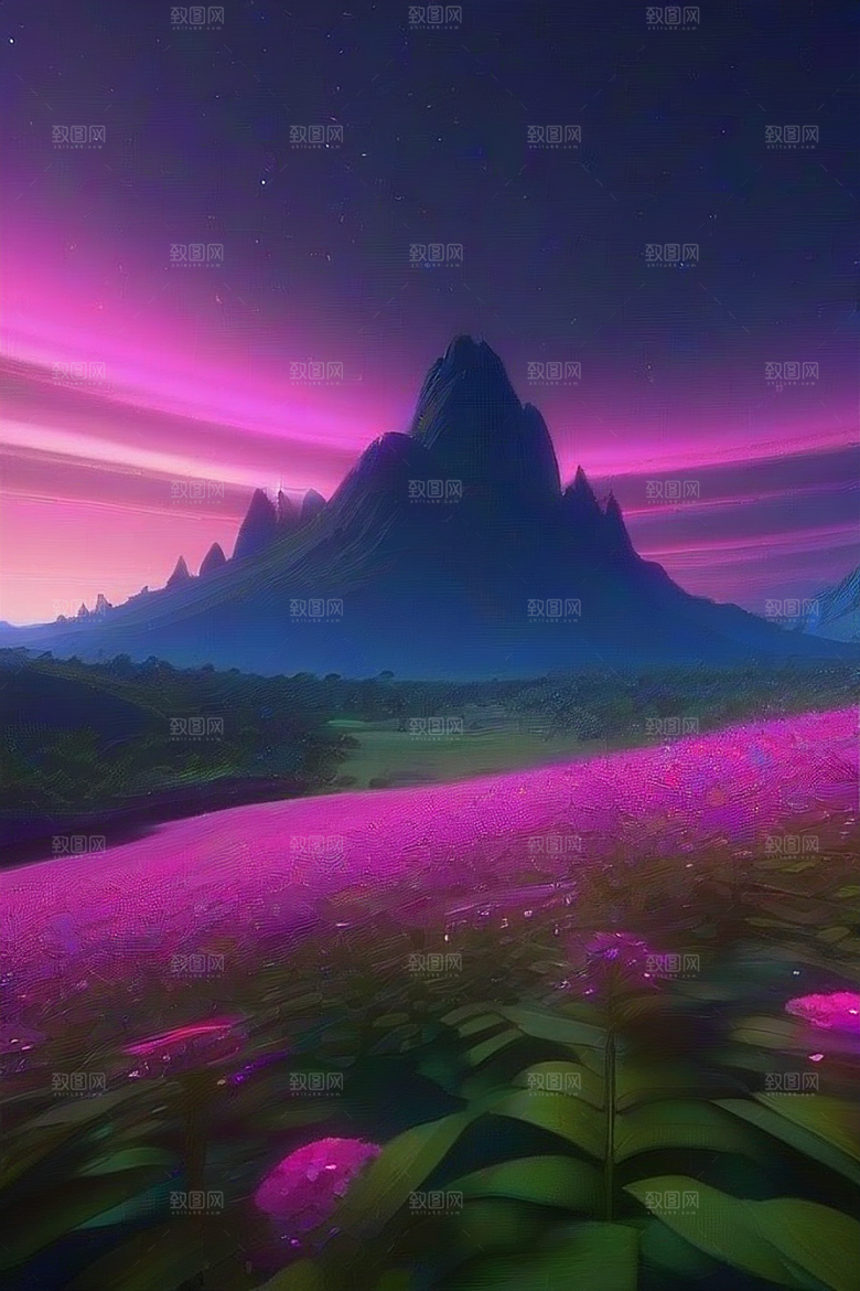 远山连绵壮丽的丘陵在遥远的地平线上