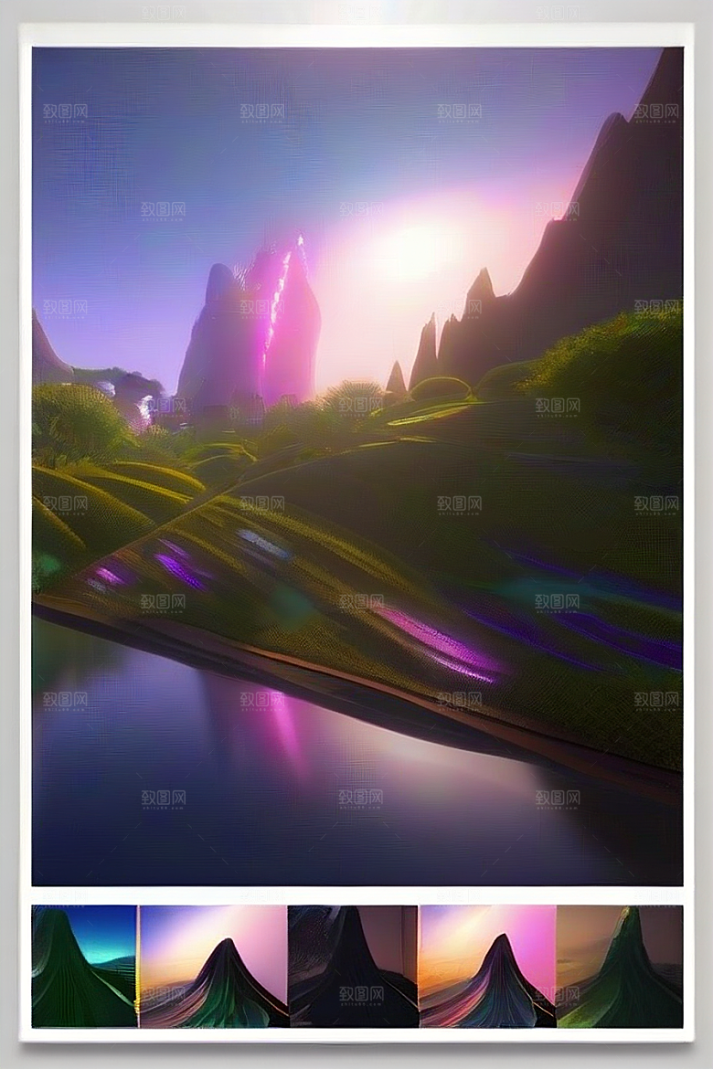 远山连绵壮丽的丘陵在遥远的地平线上