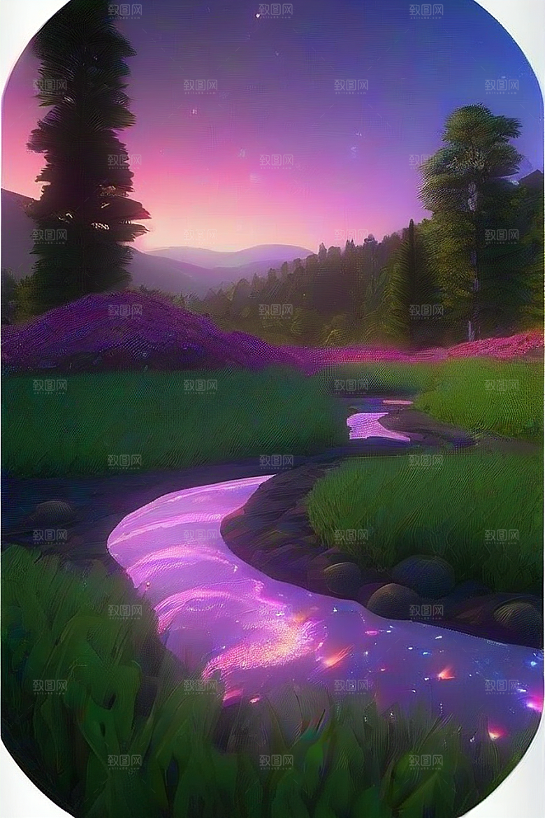 远山连绵壮丽的丘陵在遥远的地平线上