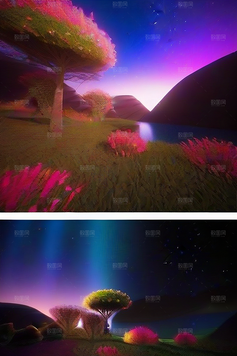 远山连绵壮丽的丘陵在遥远的地平线上