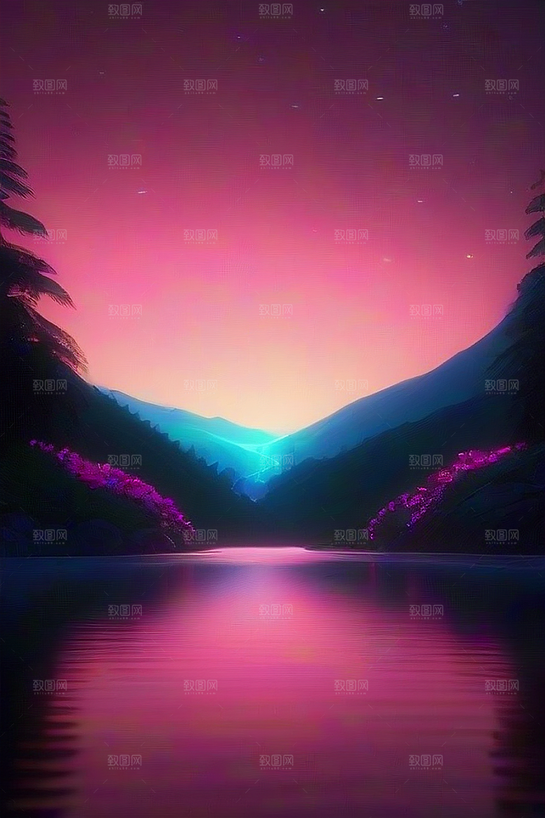 远山连绵壮丽的丘陵在遥远的地平线上