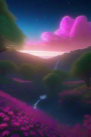 夏夜星辰奇幻极光与丛林