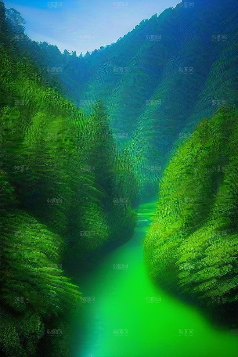 深绿色水面中的湍急河流