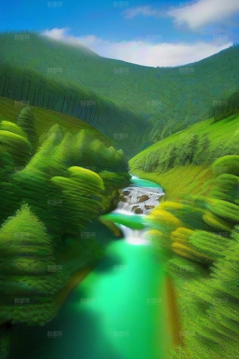 深绿色水面中的湍急河流