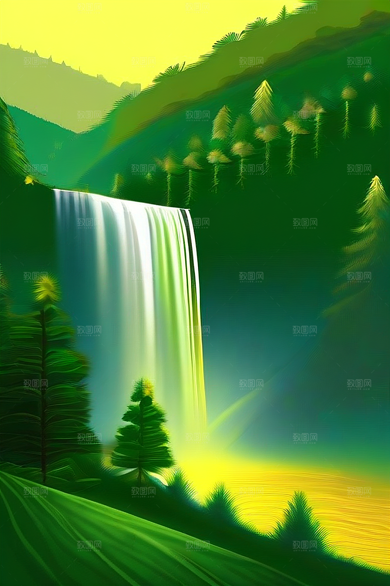 深绿色水面中的湍急河流