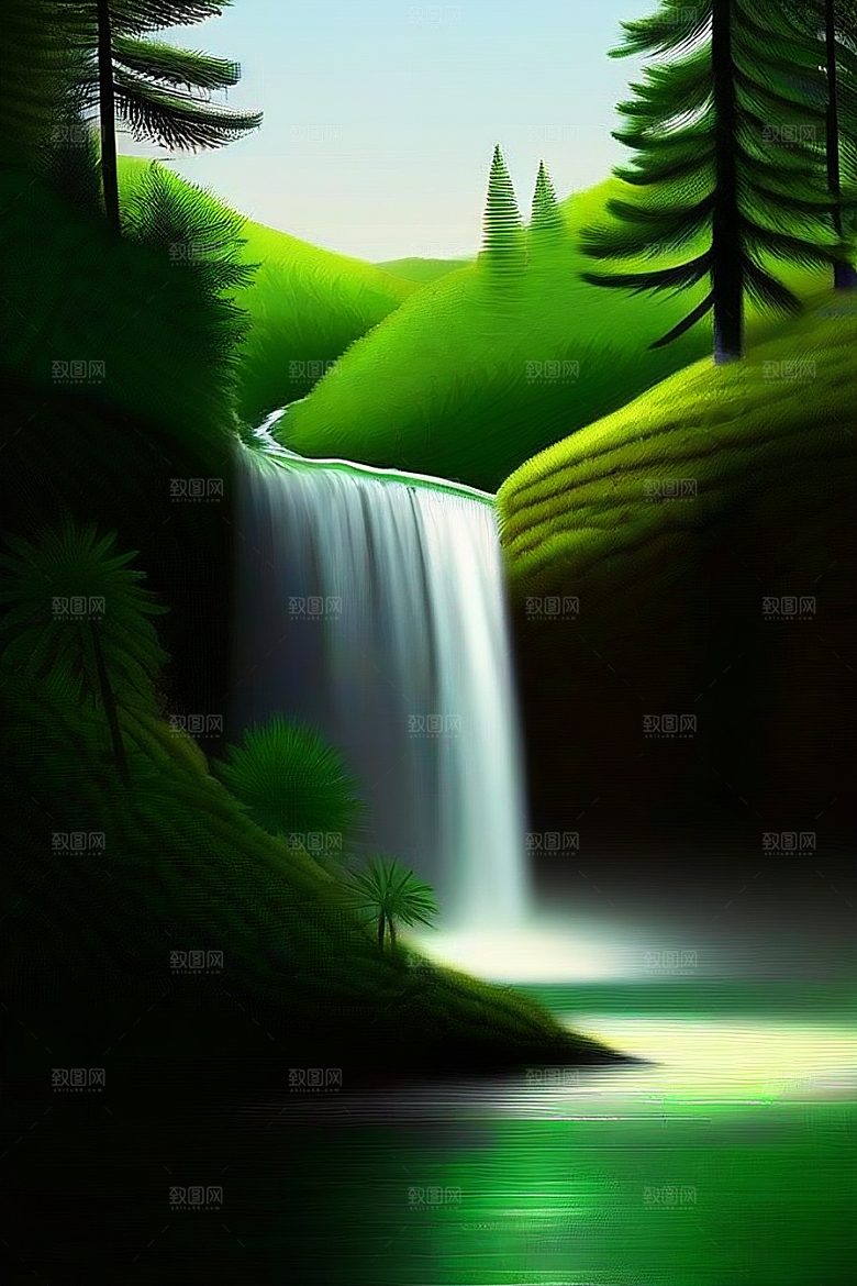 深绿色水面中的湍急河流