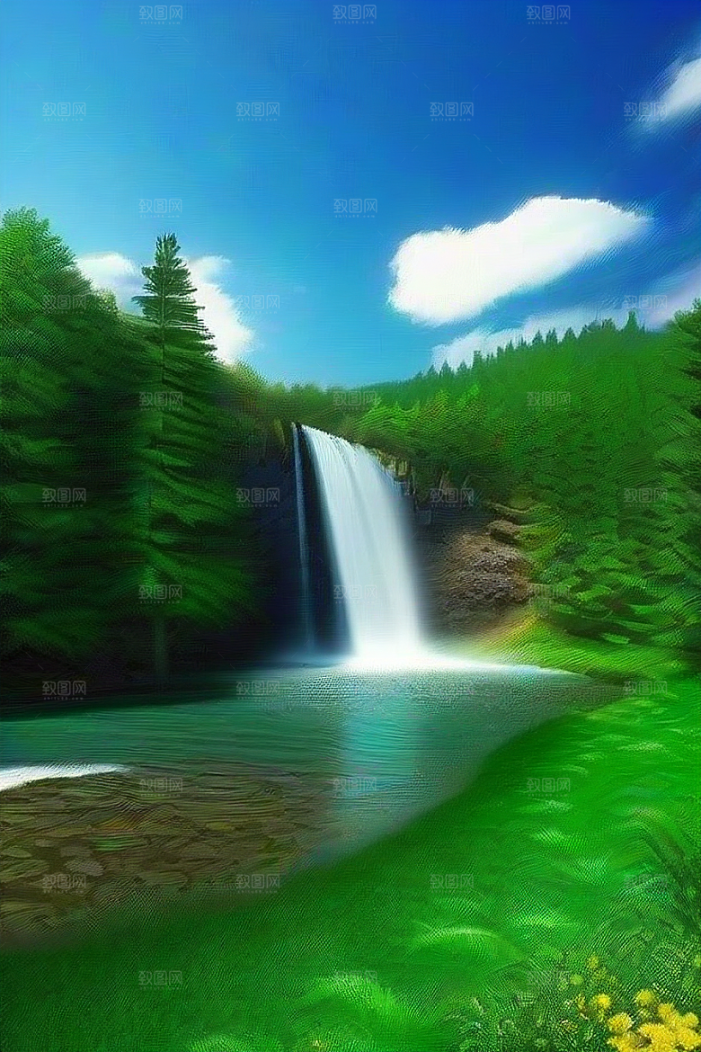 深绿色水面中的湍急河流