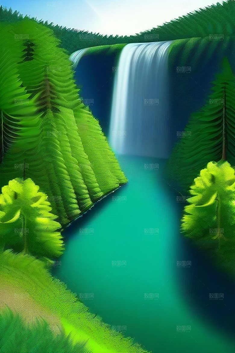 深绿色水面中的湍急河流