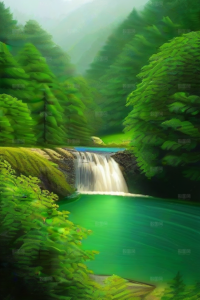 深绿色水面中的湍急河流