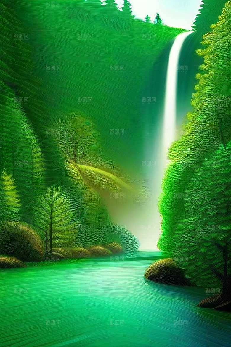 深绿色水面中的湍急河流