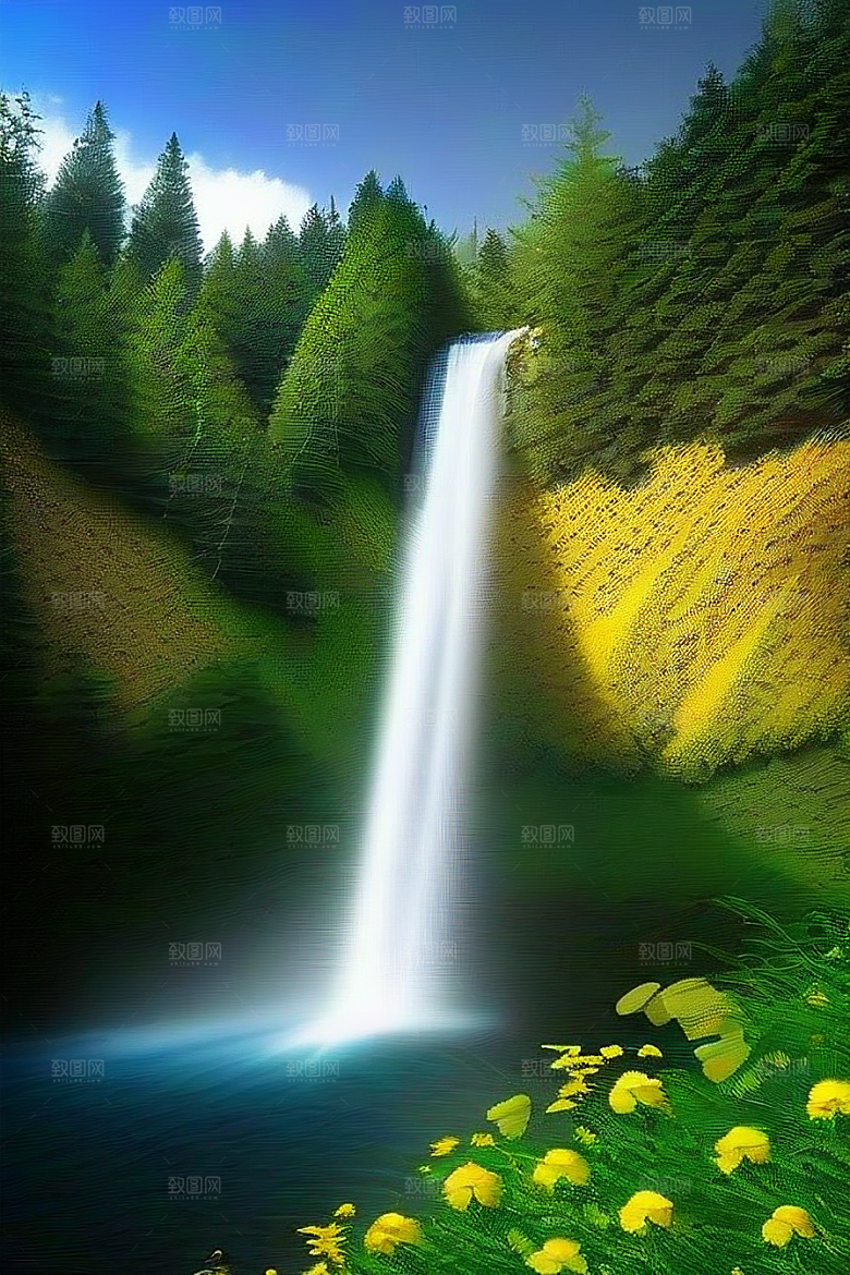 绿色河水深处的清澈