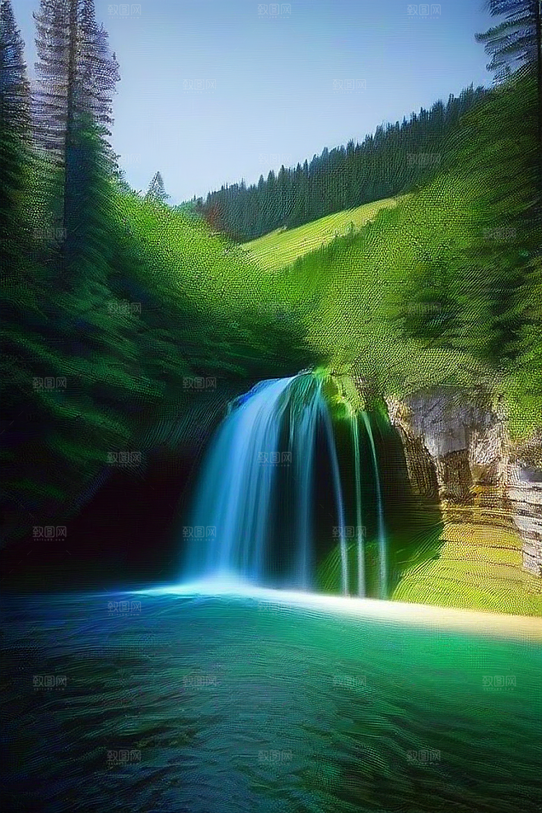 绿色河水深处的清澈