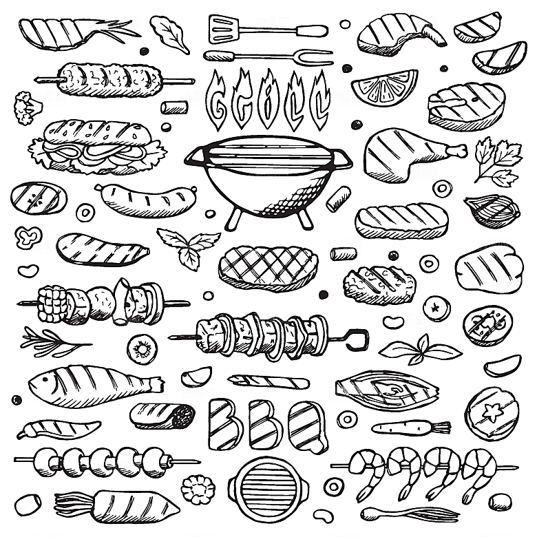手绘食物插画矢量背景图