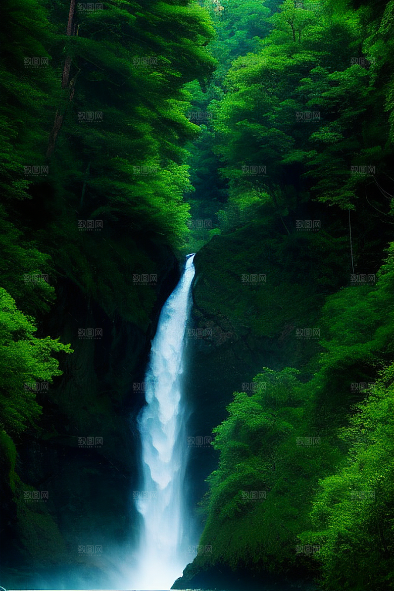 松树下的翠绿与蔚蓝天空