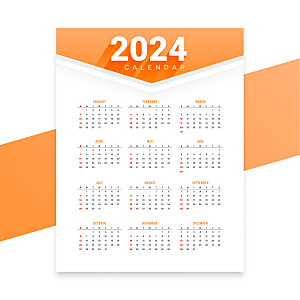 2024橙色极简日历模板设计