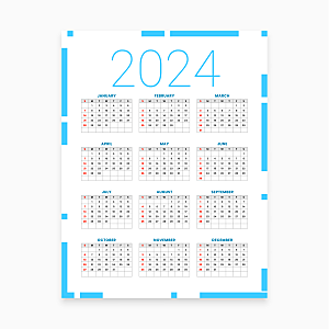 2024简约日历模板矢量
