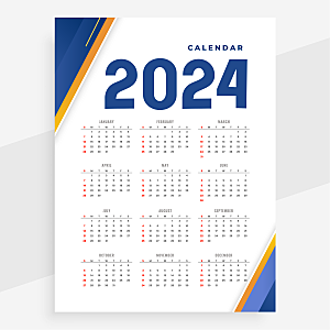 2024简约日历矢量模板