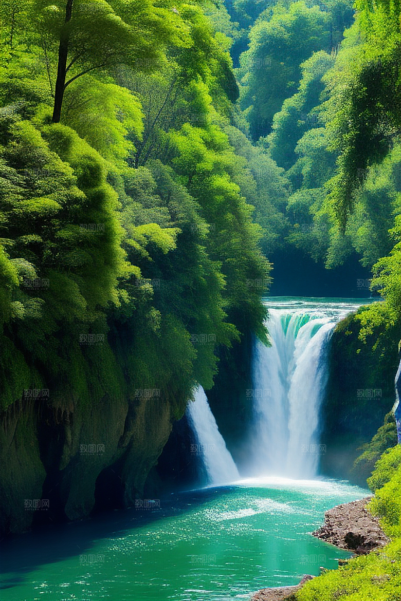 深绿色水面中的湍急河流