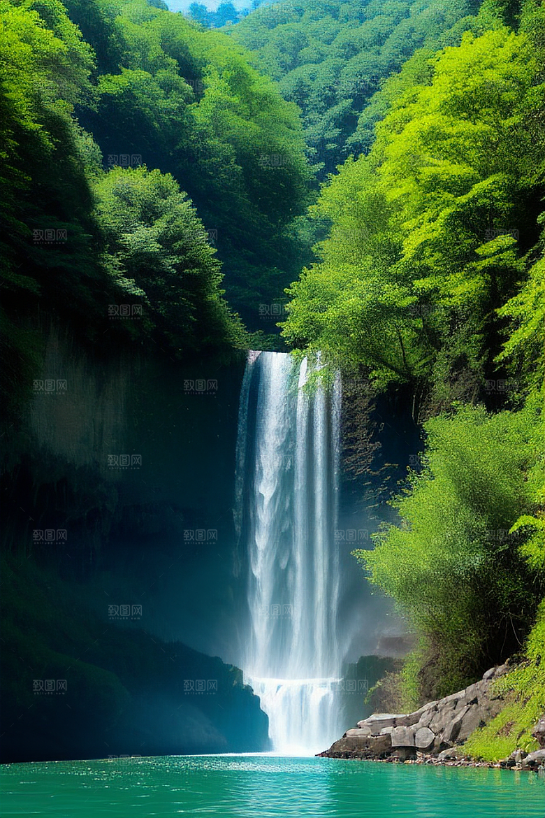 深绿色水面中的湍急河流